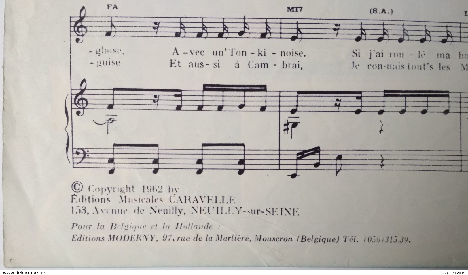 Partituur Score Partition Un Claire De Lune A Maubeuge Tango Pierre Perrin Annie Cordy Bourvil Pathe Jo Courtin - Partitions Musicales Anciennes