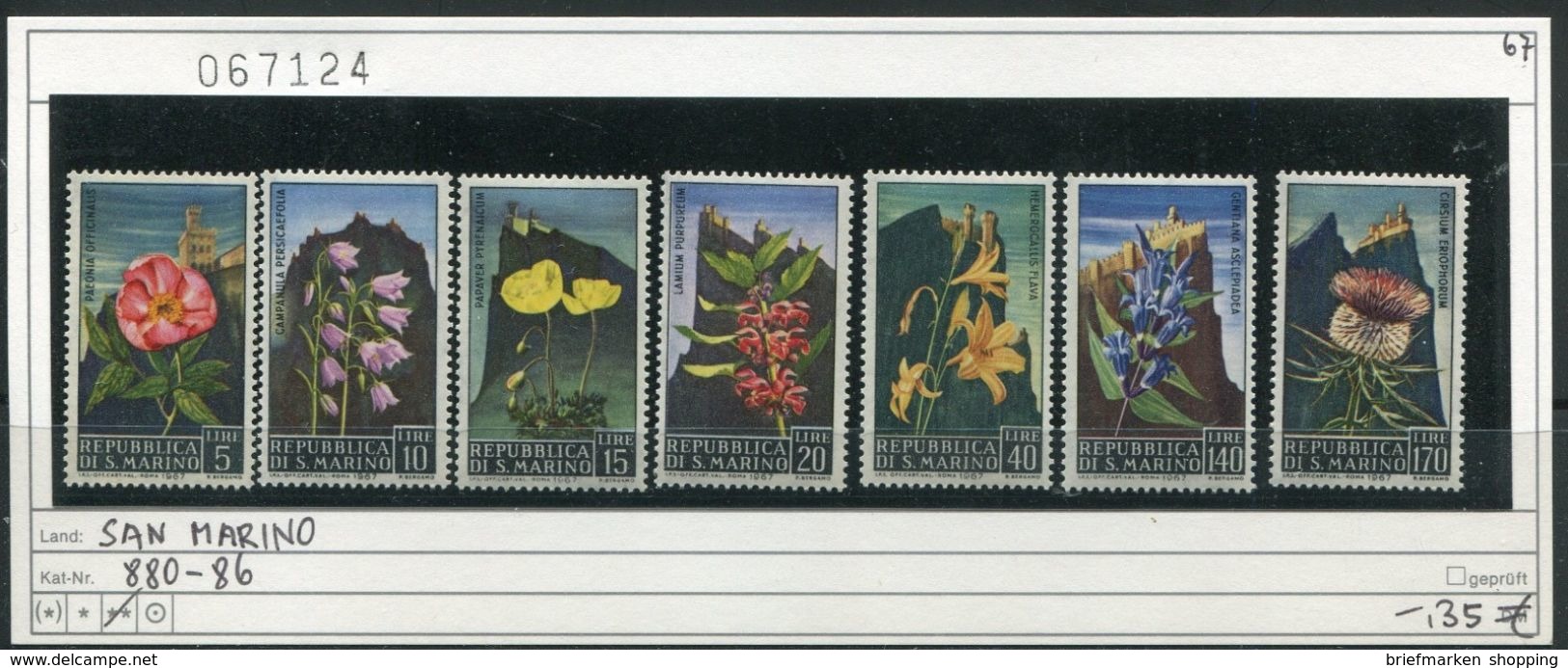 San Marino - Michel 880-886 - ** Mnh Neuf Postfris - Blumen Fleurs Flowers Bloemen - Nuevos