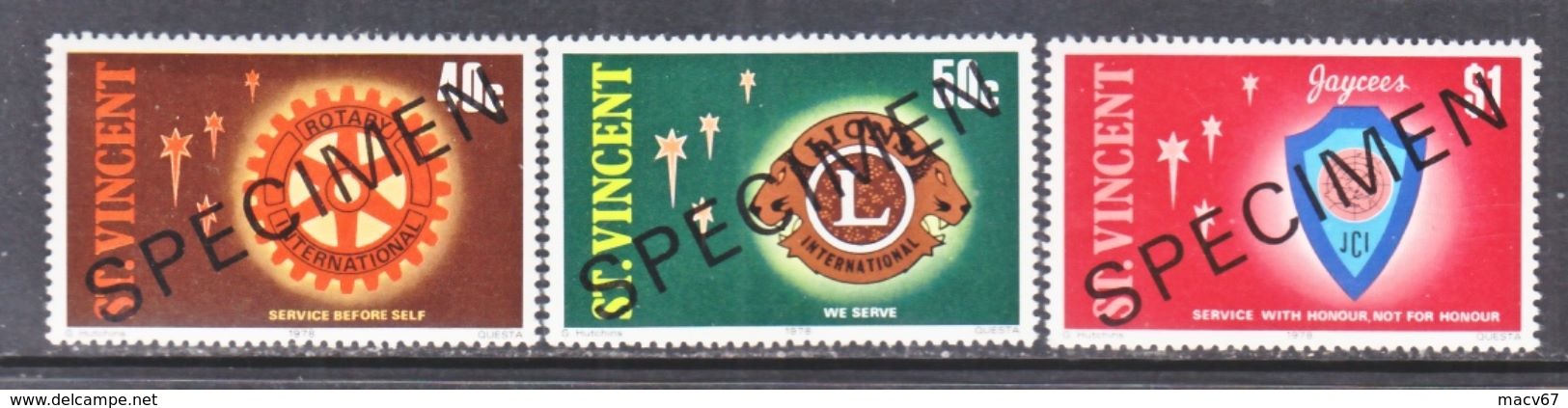 ST. VINCENT  532-4    **   "SPECIMEN"    ROTARY  CLUB,  LIONS  CLUB,  JAYCEES - St.Vincent (...-1979)