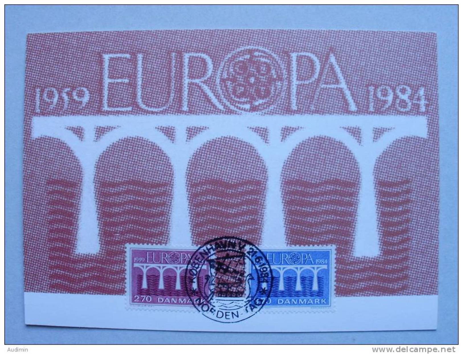 Dänemark 806/7 YT 809/10 Maximumkarte MK/MC, SST NORDEN-Tag, EUROPA/CEPT 1984, Brücken - Tarjetas – Máximo