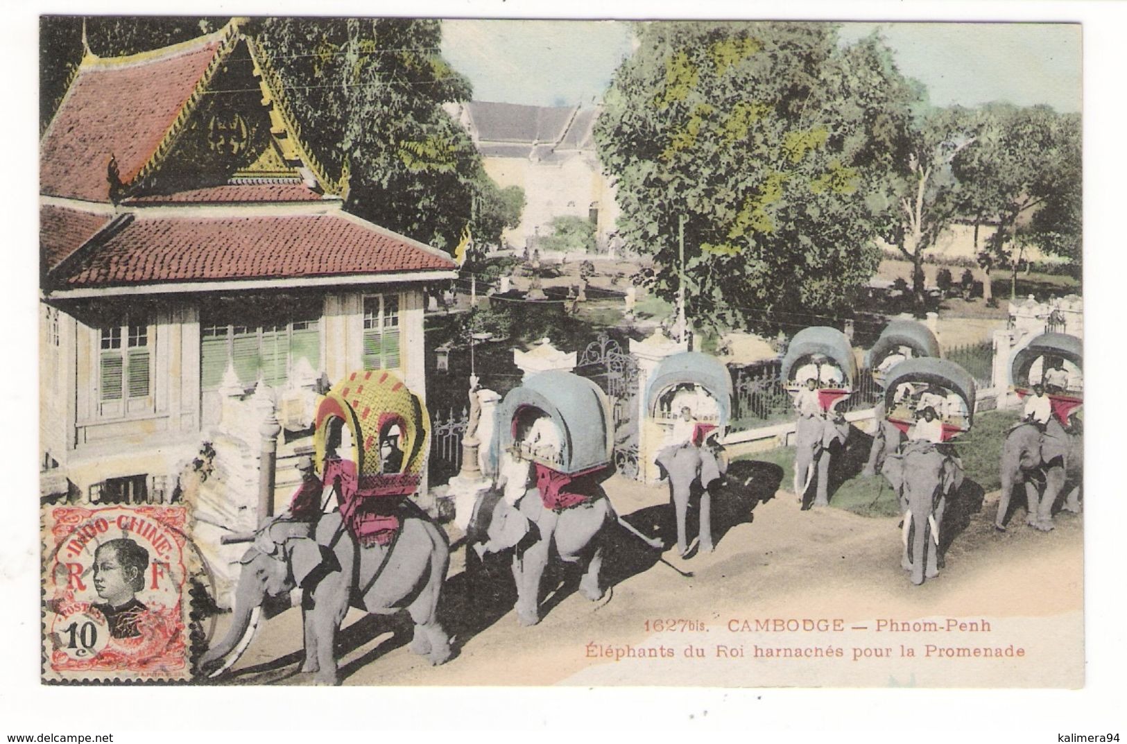 CAMBODGE / PHNOM-PENH / ELEPHANTS DU ROI HARNACHES POUR LA PROMENADE / Edit. DIEULEFILS N° 1627 Bis - Cambodge