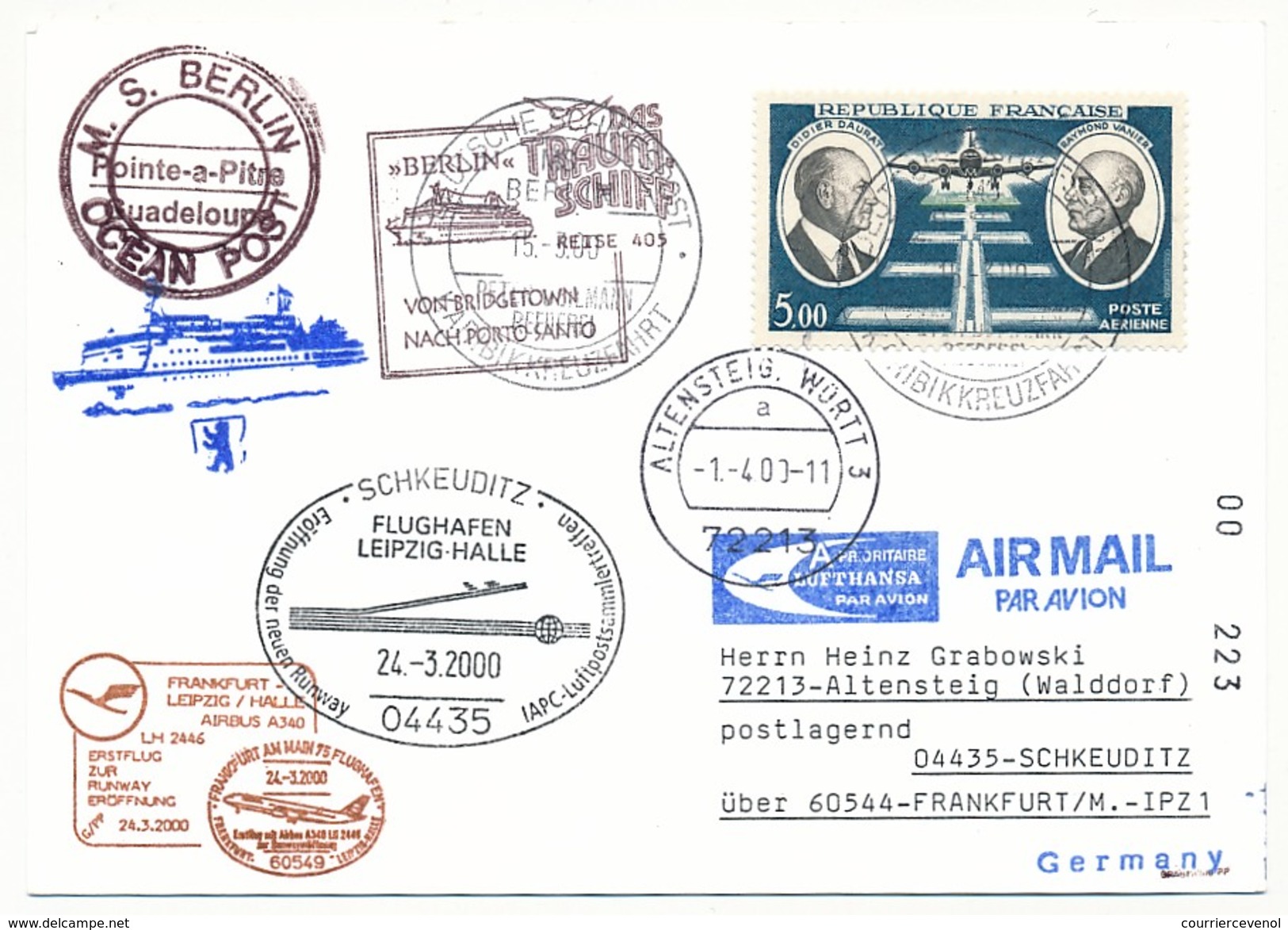 FRANCE - CP - Circuit "das Traum-shiff Berlin" 2000 - Cachets Paquebot Et Aviation - Voir Scans - First Flight Covers