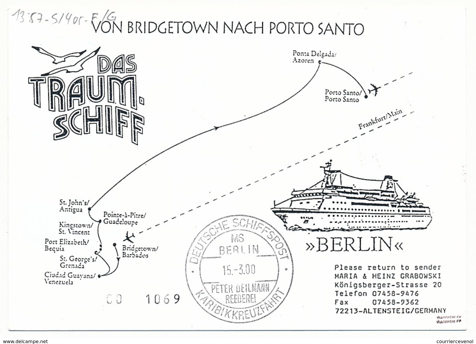 FRANCE - CP - Circuit "das Traum-shiff Berlin" 2000 - Cachets Paquebot Et Aviation - Voir Scans - Premiers Vols