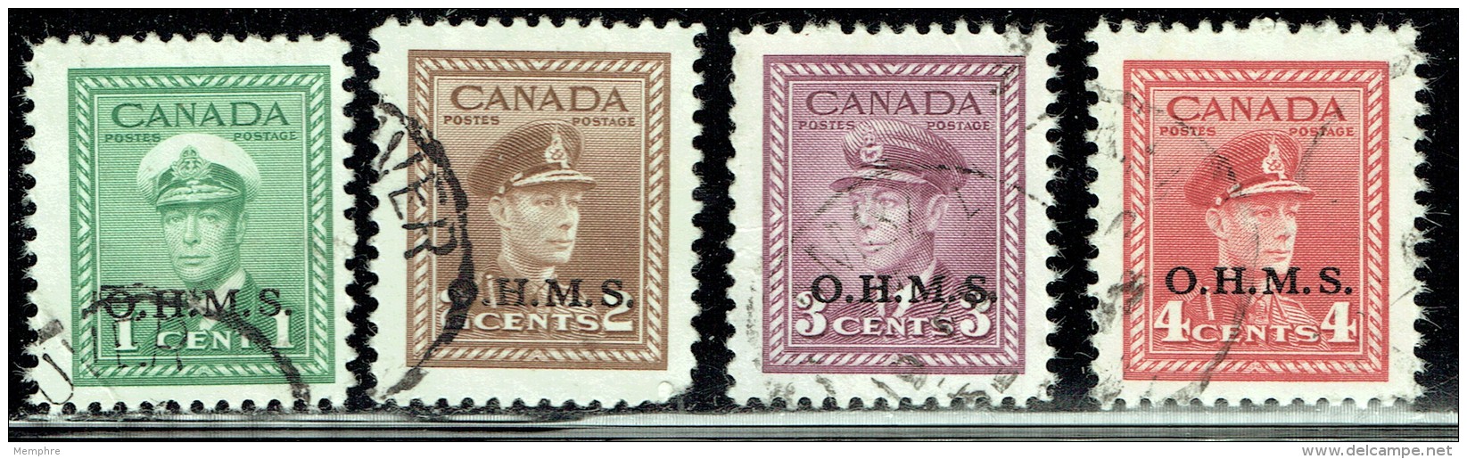 War Issue OHMS Overprint  George VI Sc O1-4  Used - Sobrecargados