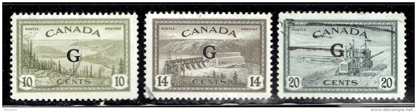 &laquo;G&raquo;  Overprint  On  Peace Issue 10, 14 And 20&cent;  Sc O21-3  Used - Overprinted