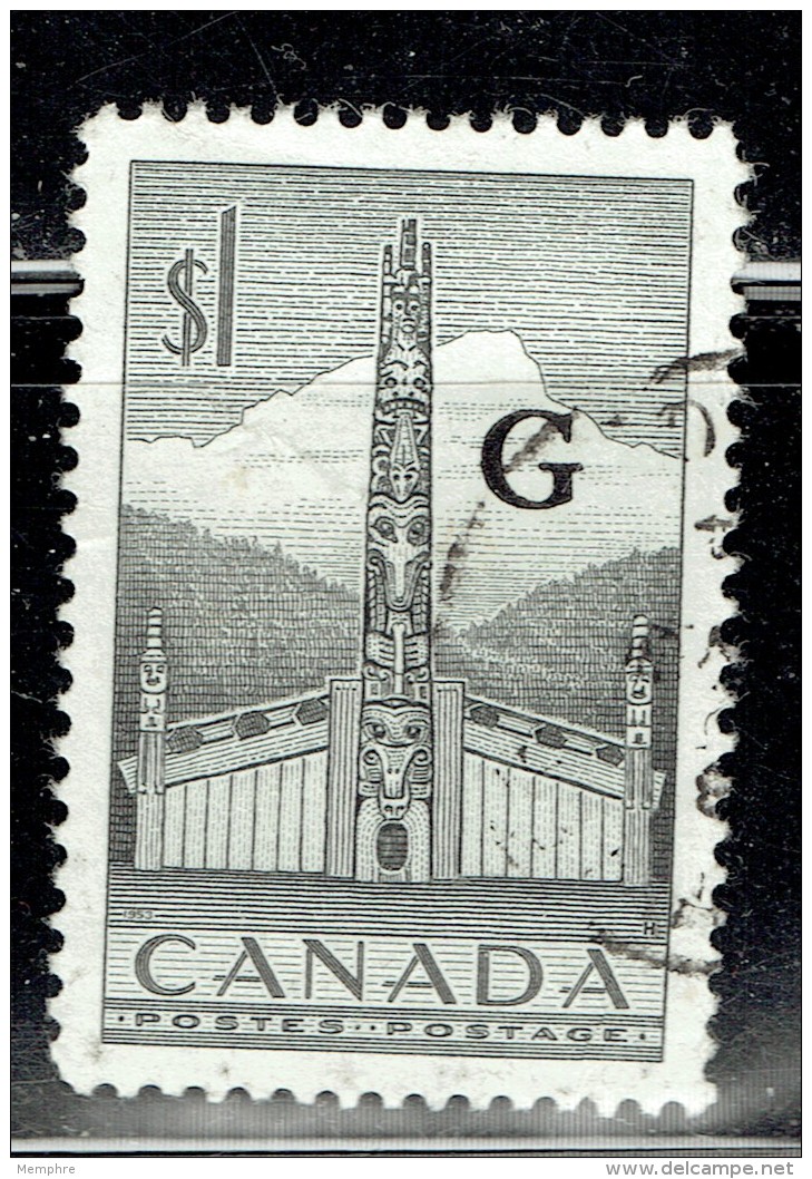 &laquo;G&raquo;  Overprint  On $1 Indian Totem Pole   Sc O32  Used - Overprinted