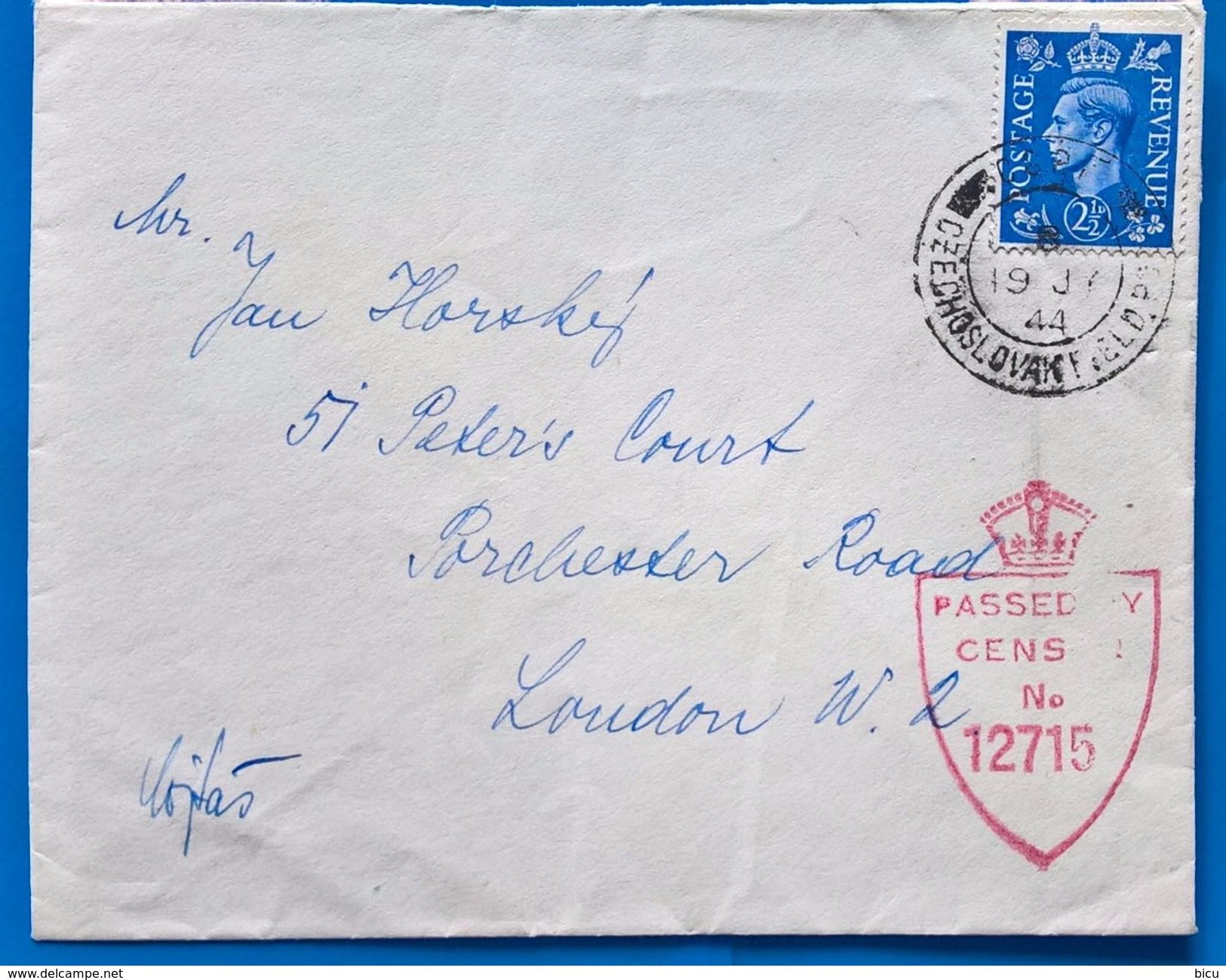 Czechoslovak -Field-post-in G.B-1943/War Feld Post-/nice Cancelatio-on Letter With Censors. War Number. - Storia Postale