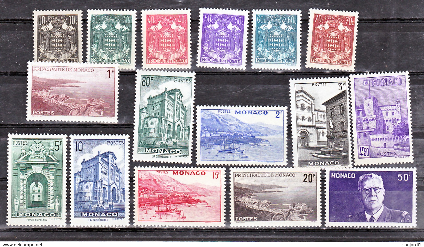 Monaco 1943 Année Complète Postes 249 à 264 Neuf ** TB  MnH  Sin Charnela Cote 11 - Années Complètes