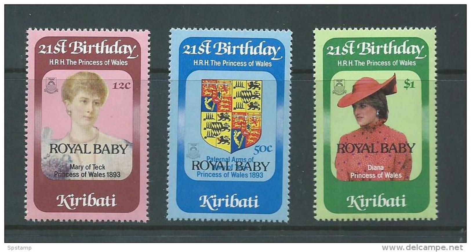 Kiribati 1982 Prince William Royal Baby Overprint Set 3 MNH - Kiribati (1979-...)