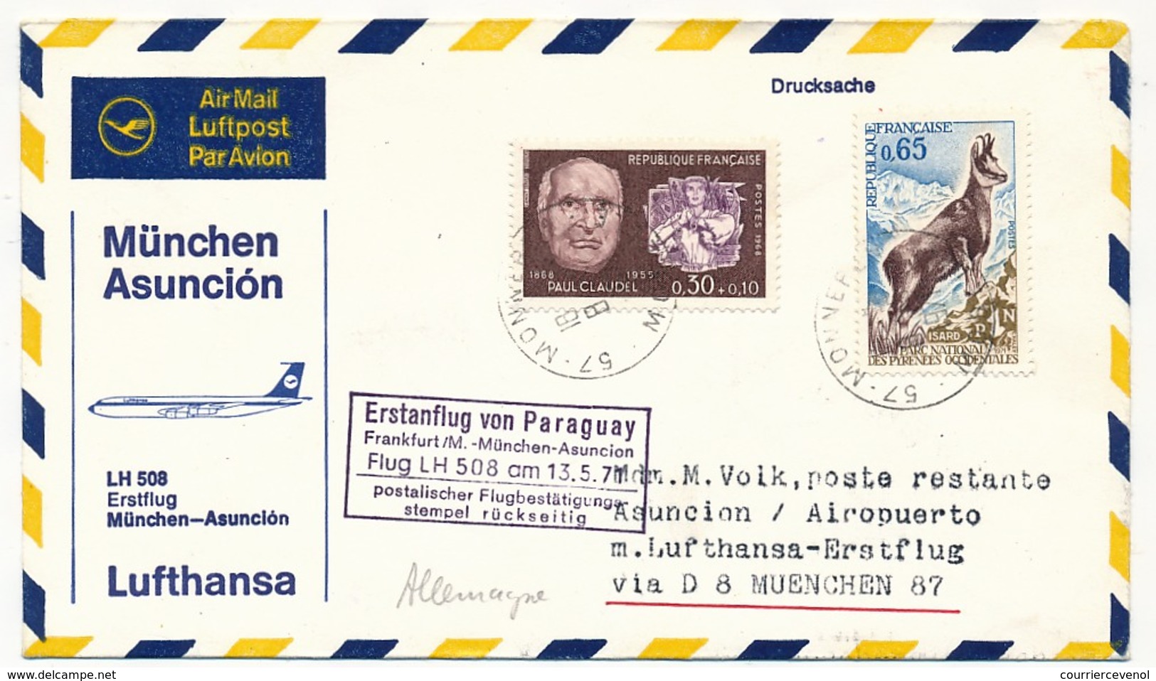 FRANCE - Enveloppe - Premier Vol Lufthansa Mûnich => Ascension (LH 508) - 1971 - Premiers Vols