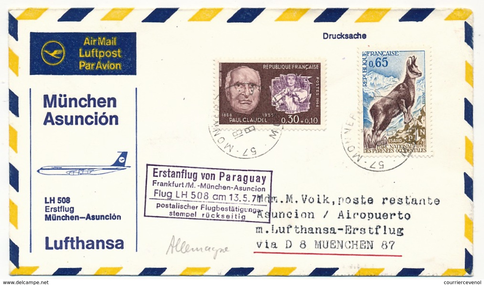 FRANCE - Enveloppe - Premier Vol Lufthansa Mûnich => Ascension (LH 508) - 1971 - First Flight Covers