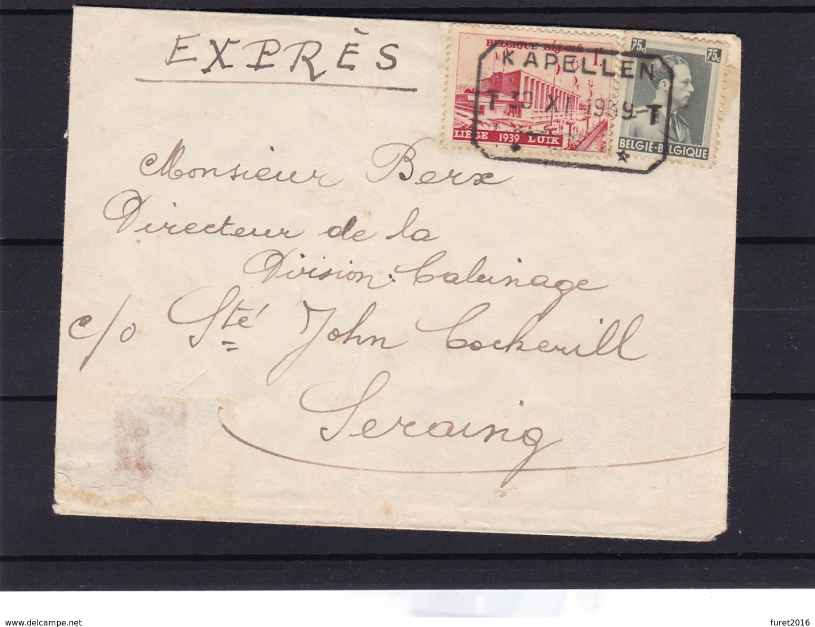 N° 480 +485 : / Env. En EXPRES ( 1 Fr.75 ) Tarif Pour Militaire En Franchise De Port Du Bureau CDF De Kapellen - 1934-1935 Leopold III