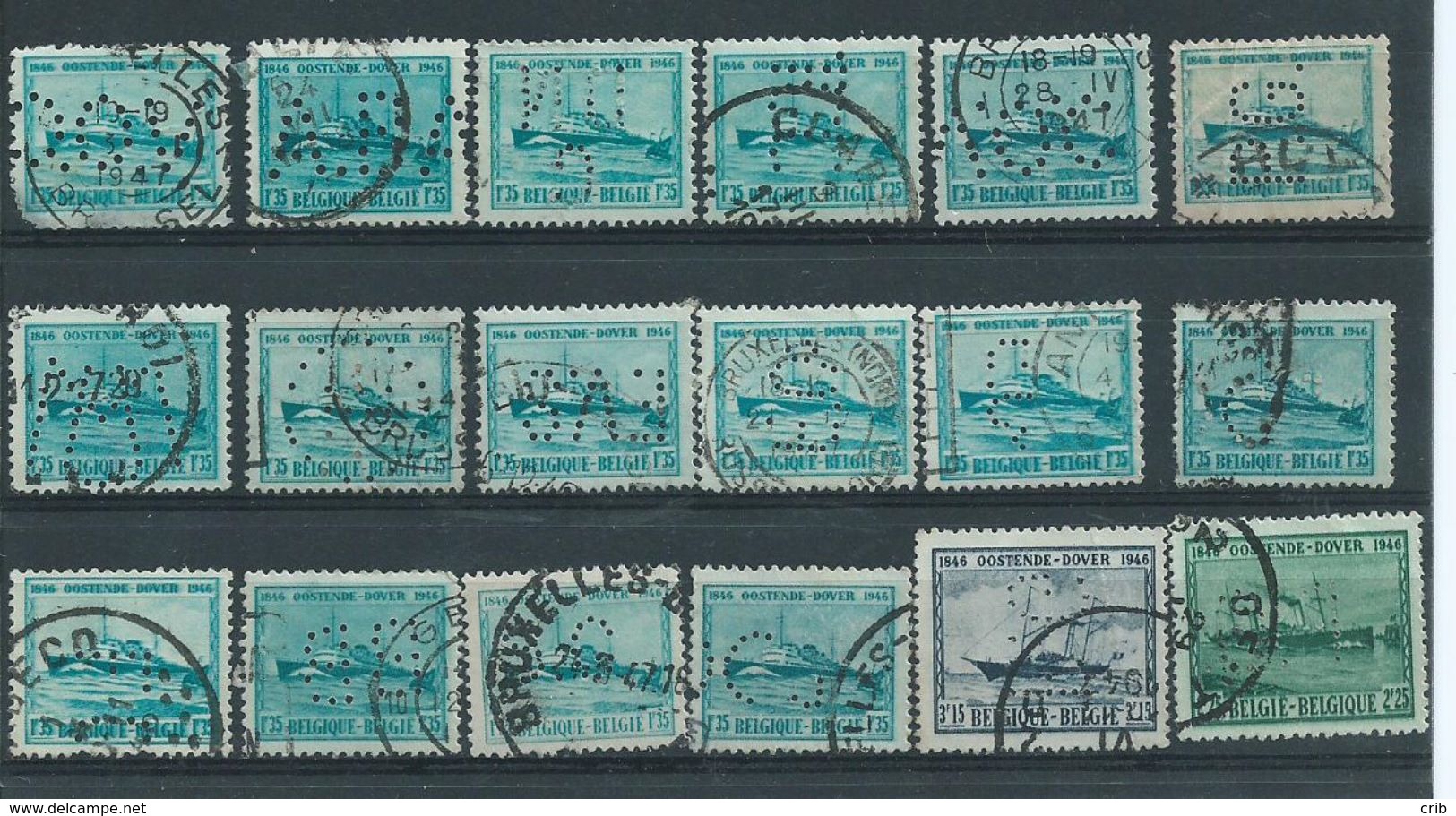 Type Oostende-Dover  : Kleine Verzameling Perfins - 1934-51