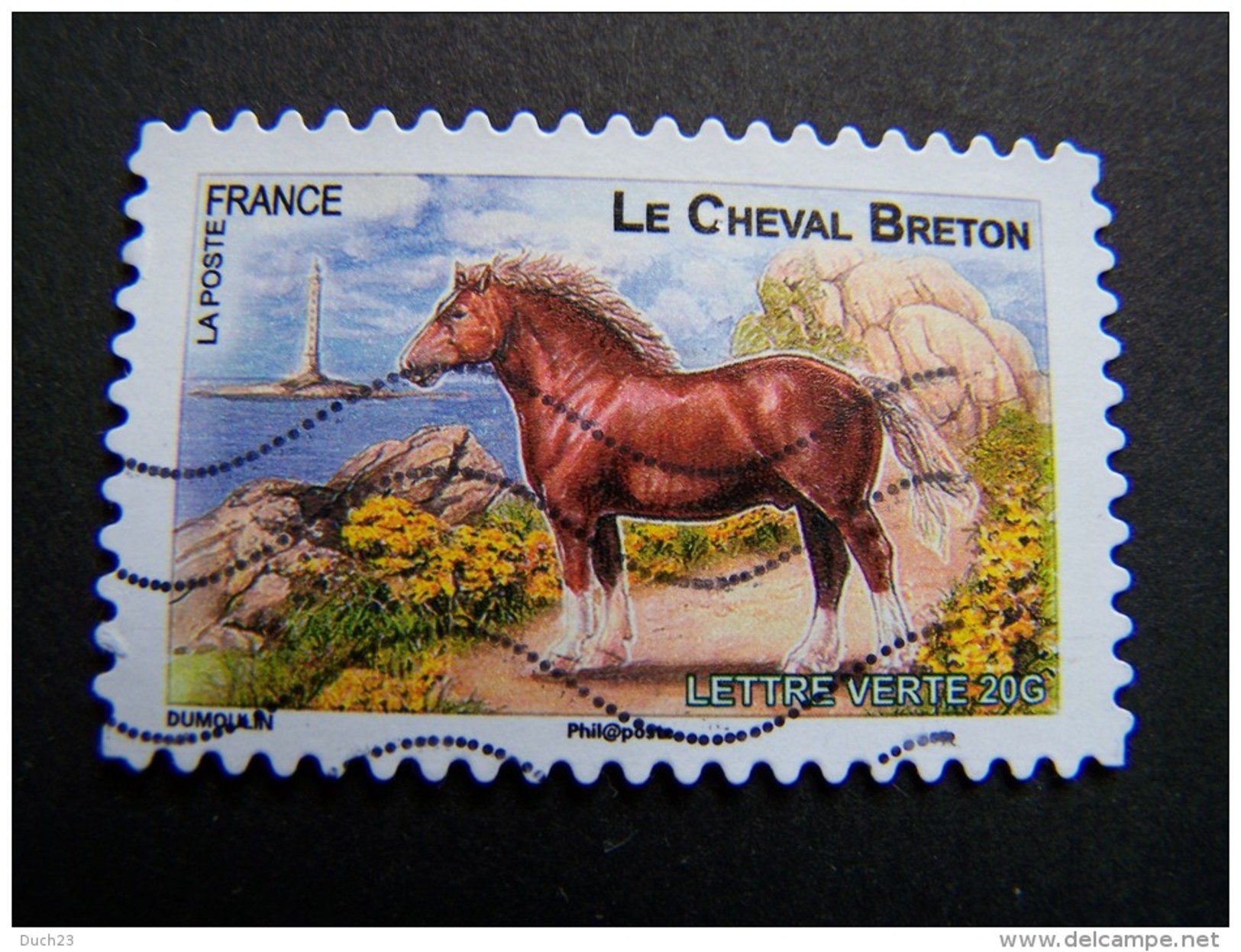 FRANCE OBLITERE 2013 N° 813 LE CHEVAL BRETON SERIE DU CARNET CHEVAUX DE TRAIT DE NOS REGIONS AUTOCOLLANT ADHESIF - Oblitérés