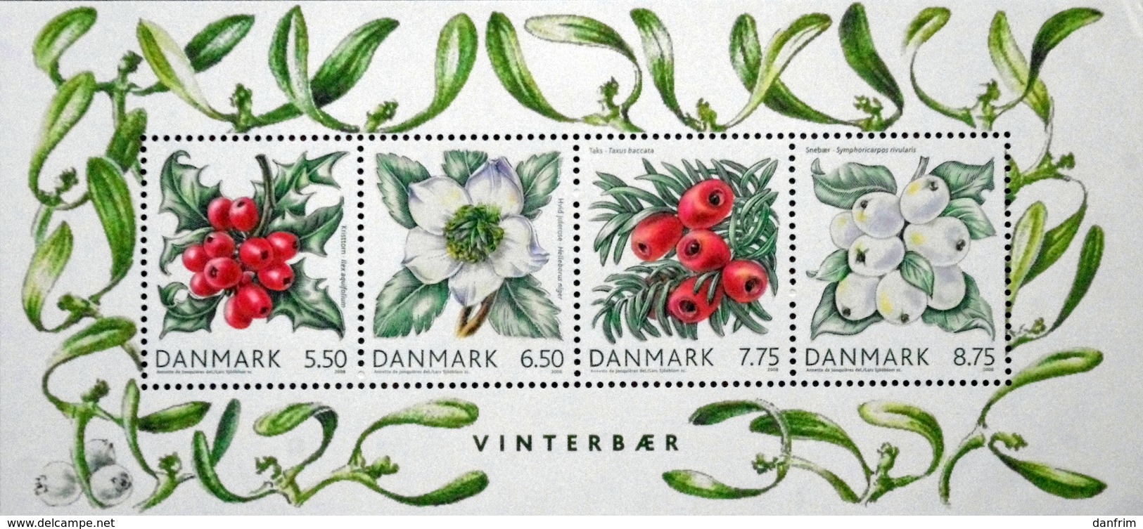 Denmark 2008    Winter Berries      Minr.1511-14 Block  34  MNH (**)   ( Lot Mappe ) - Neufs