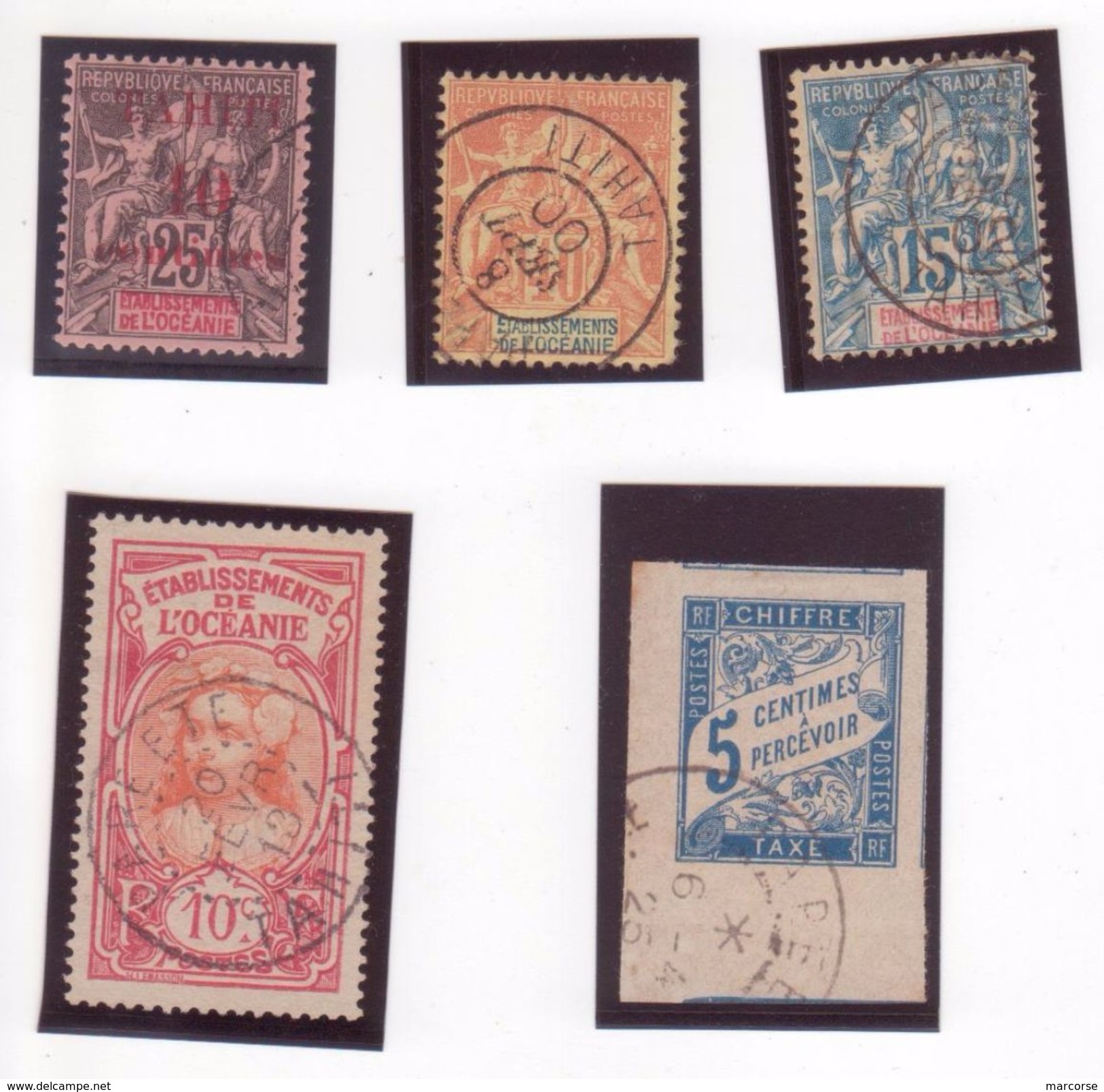 TAHITI Polynésie Française Lot Timbres Bonnes Valeurs GROUPE Dont Surchargé + Taxes Colonies Générales Cachets PAPEETE ! - Oblitérés