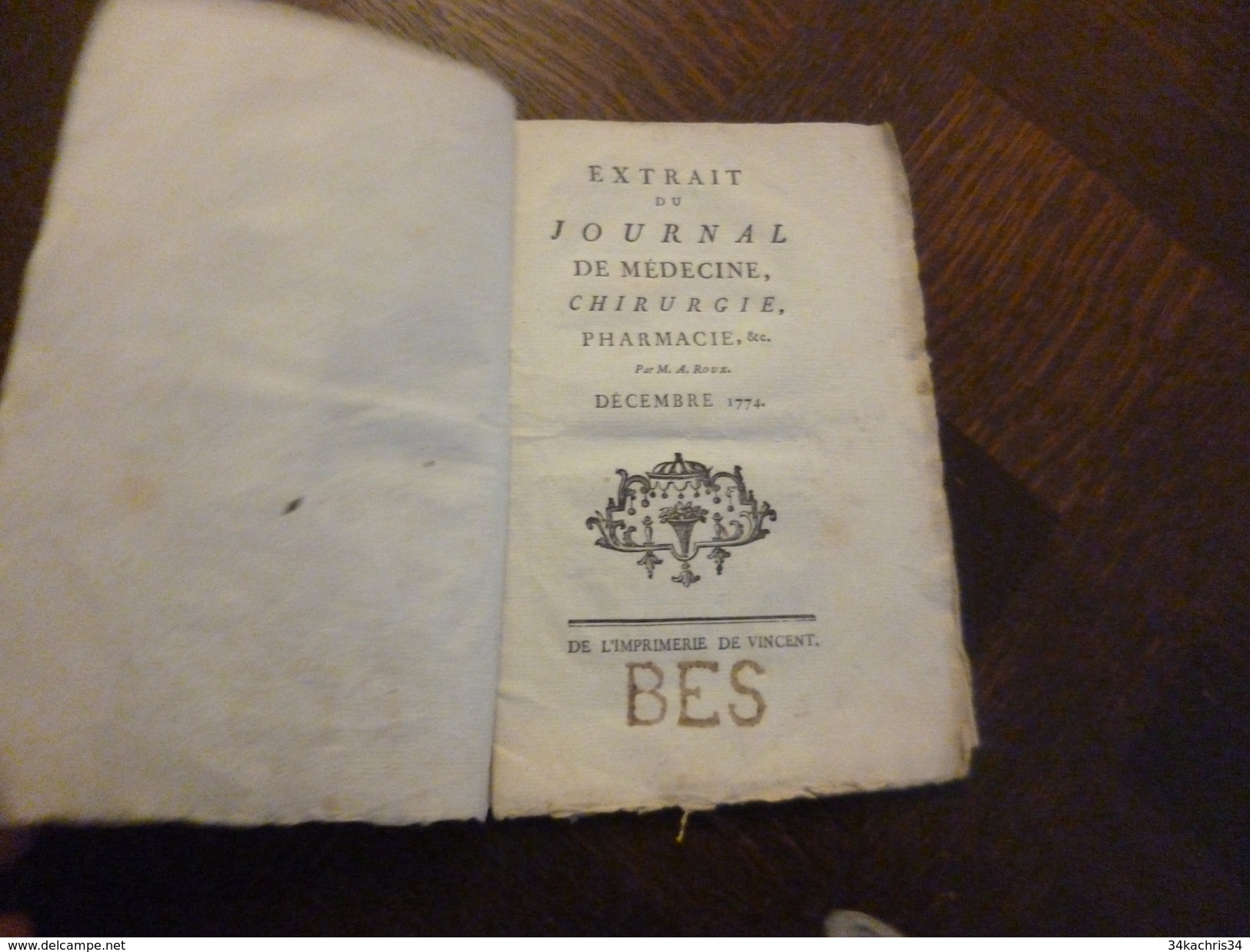 Extrait Journal De Médecine Chirurgie Pharmacie A.Roux 1774 A Propos De L'Inoculation Dans Le Gévaudan Lozère Girard - 1701-1800