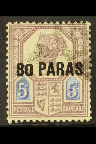 5516 1887-96 80pa On 5d Purple & Blue, Small "0" In "80" VARIETY, SG 5a, Used. For More Images, Please Visit Http://www. - British Levant
