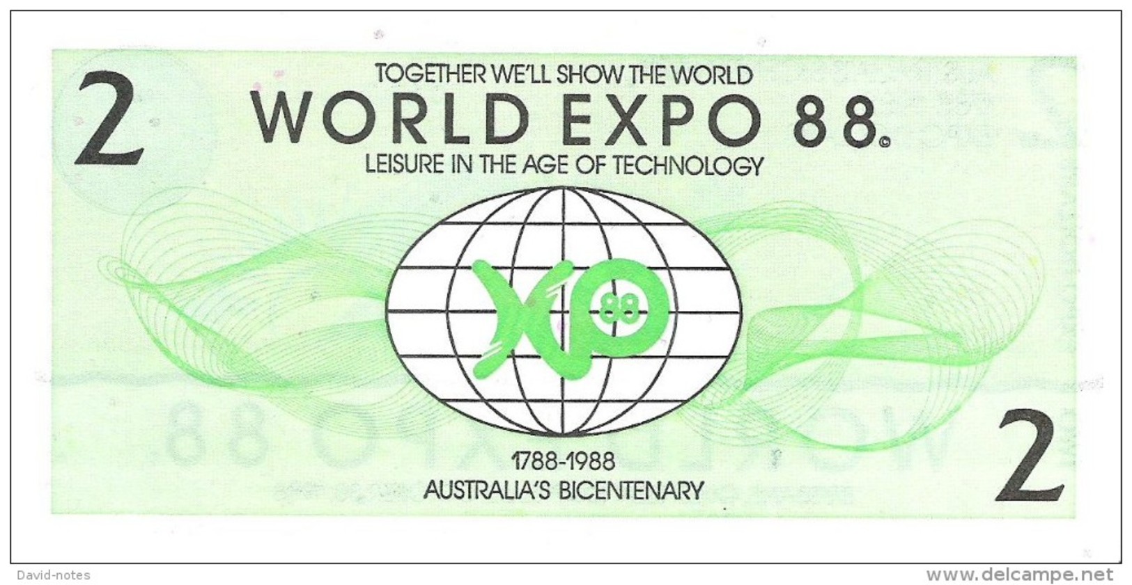 Australia - World Expo 1988 - 2 Dollars 1988 - Unc - Altri & Non Classificati