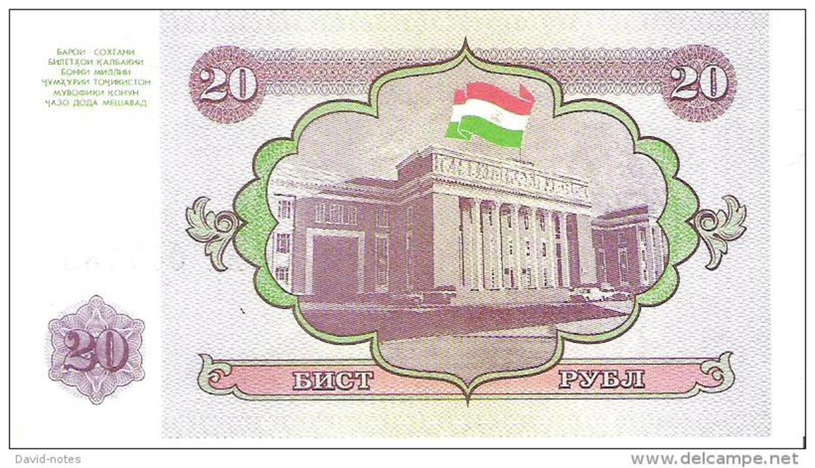 Tajikistan - Pick 4 - 20 Rubles 1994 - Unc - Tadjikistan
