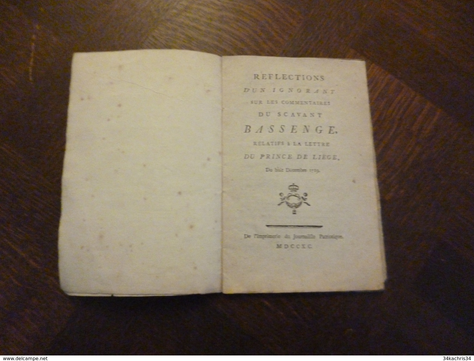 Pamphlet Révolution Reflections  Sur Commentaires Du Scavant Bassenge Relatifs à La Lettre Du Prince De Liège De 1789 - 1701-1800