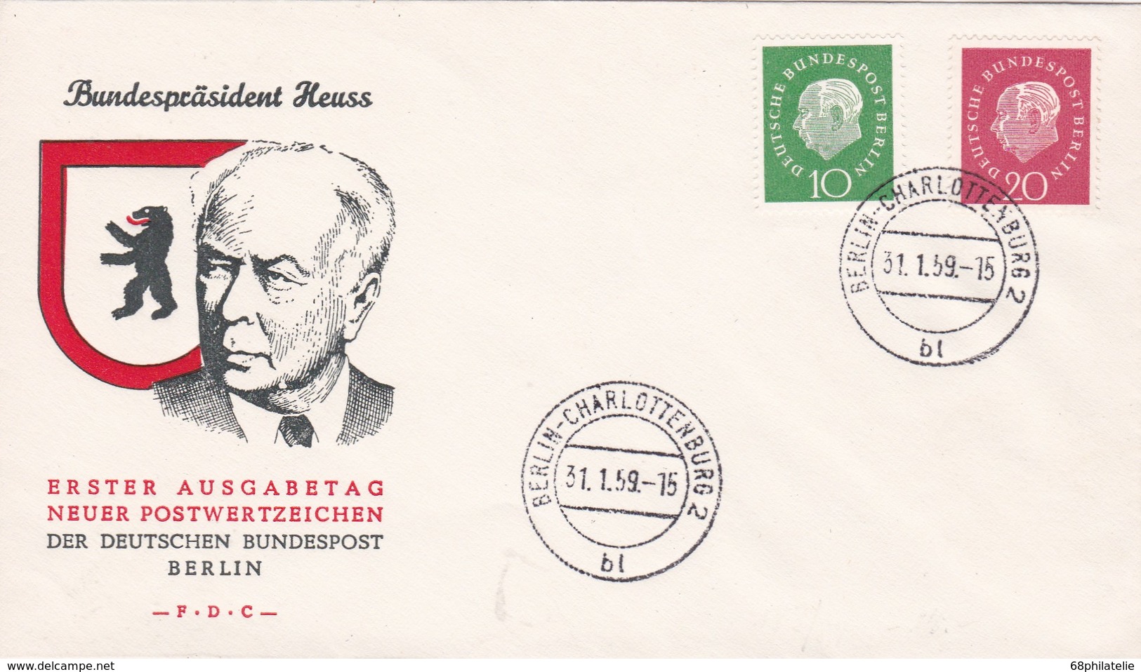 RFA 1959 LETTRE DE BERLIN-CHARLOTTENBURG  FDC - Cartas & Documentos
