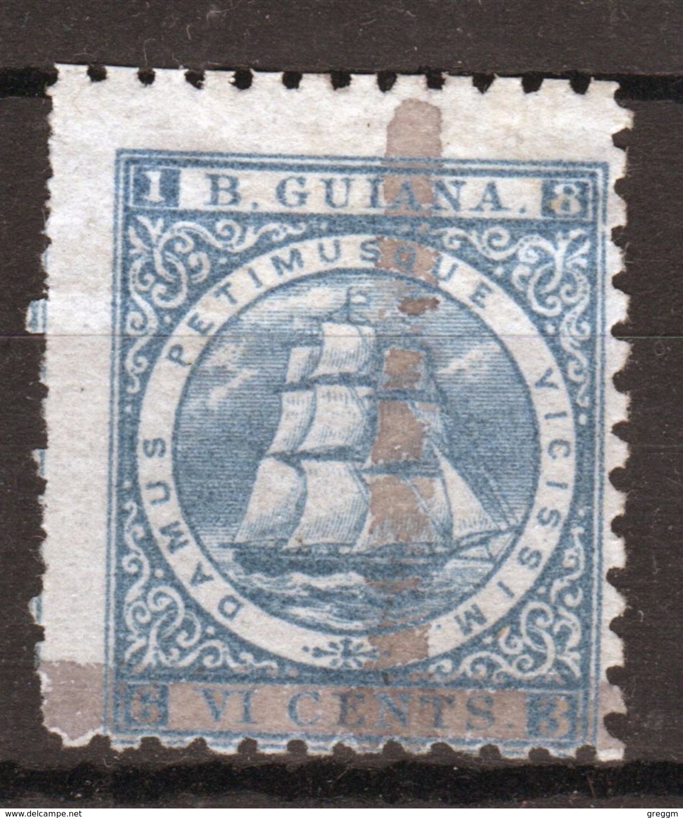 British Guiana 1 Cent On 6 Ultramarine Stamp From Queen Victoria's Reign. - Guyana Britannica (...-1966)