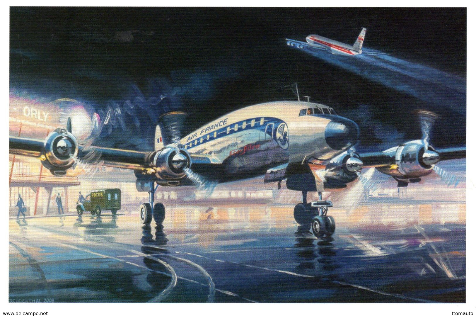 Lockheed Starliner L1649A, Paris-Orly  -  1958   -  Art Carte Par Benjamin Freudenthal - 1946-....: Moderne