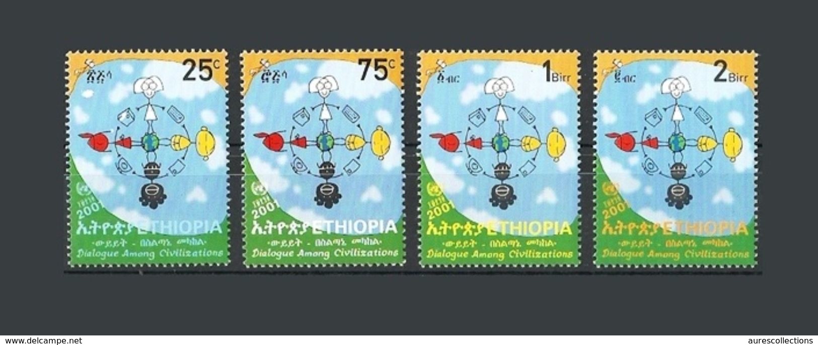 ETHIOPIA ETHIOPIE DIALOGUE AMONG CIVILIZATIONS ENTRE CIVILISATIONS FULL SET 2001 MNH ** ( RARE ) - Emissions Communes