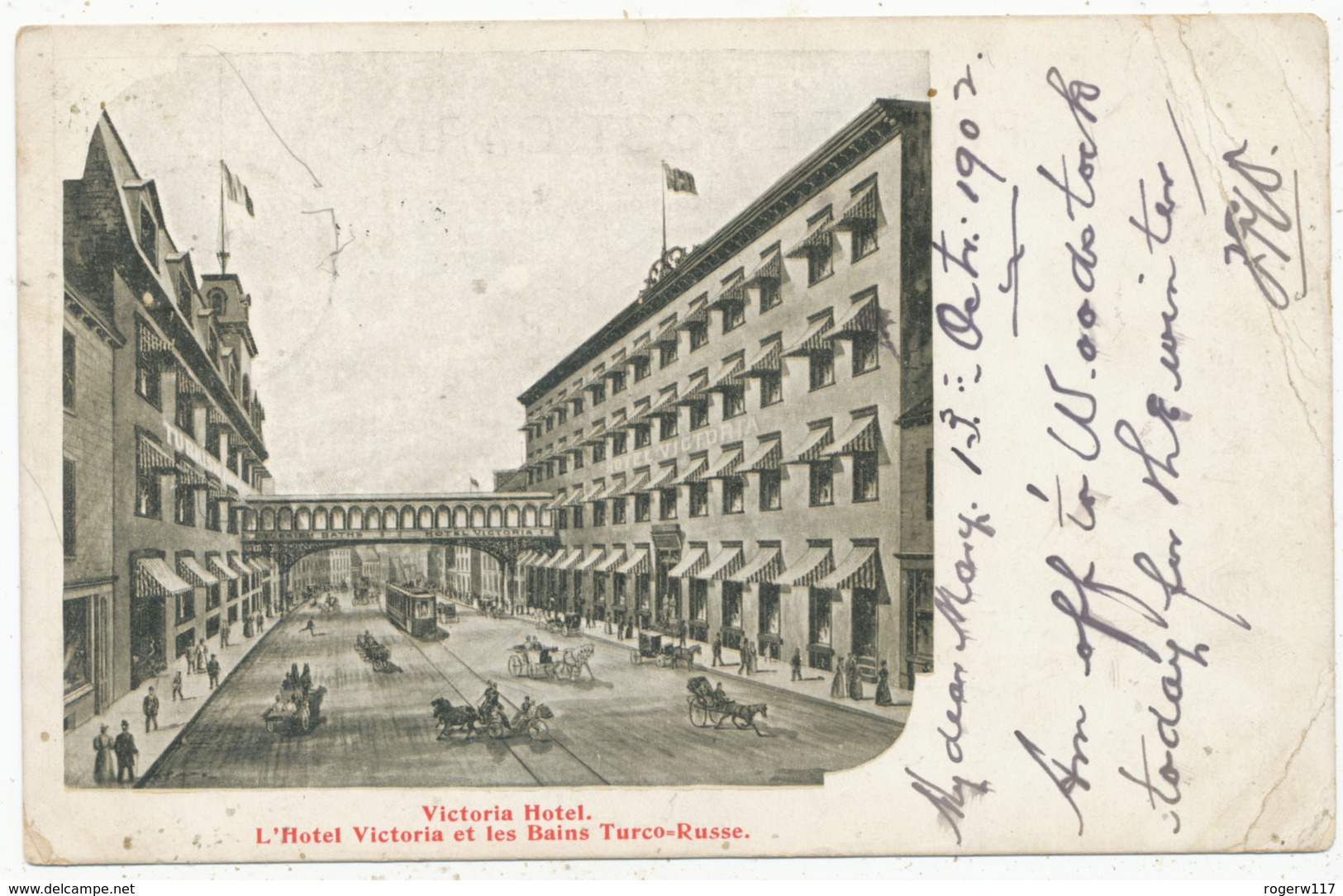 Victoria Hotel. L'Hotel Victoria Et Les Bains Turco-Russe, 1902 Postcard - Other & Unclassified