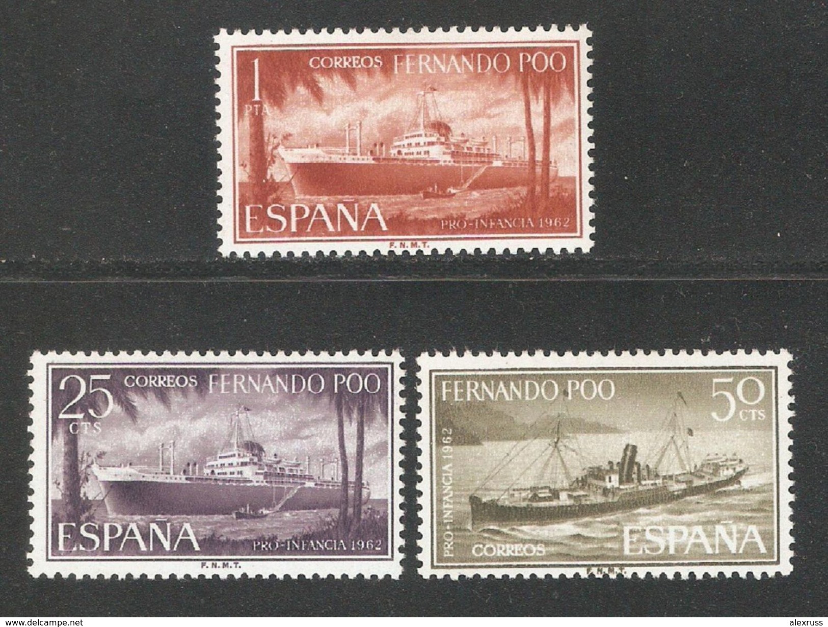 Spanish Fernando Po 1962,Ships,Sc 196-198,VF MLH*OG (NR-8) - Fernando Po