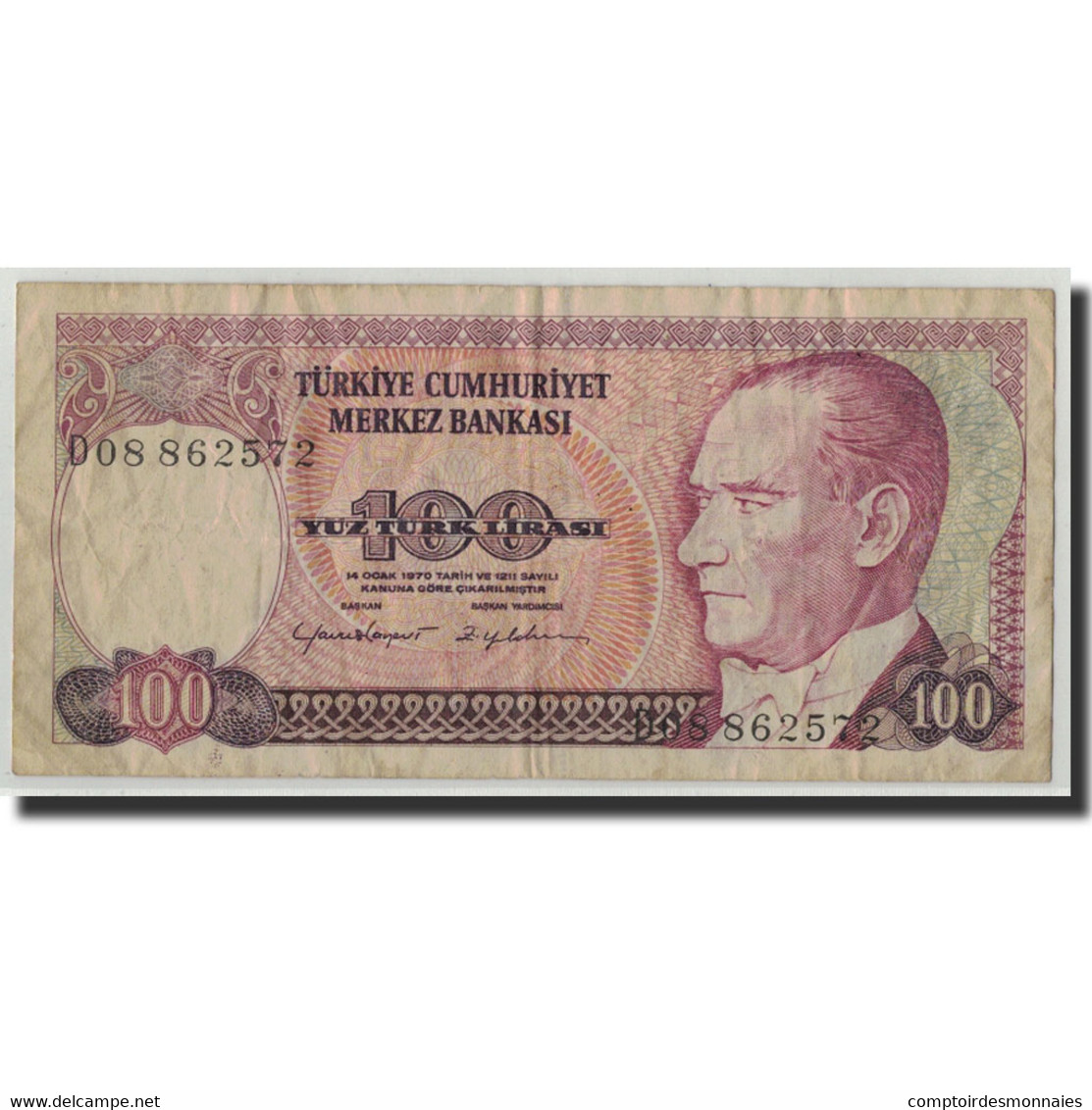 Billet, Turquie, 100 Lira, 1970, 1970-10-14, KM:194b, B - Turkey