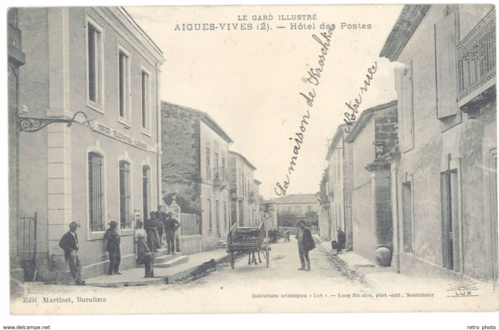 Cpa Aigues Vives - Hôtel Des Postes ( Animée ) - Aigues-Vives