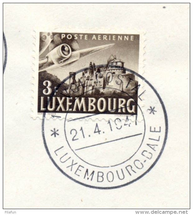 Luxembourg - 1947 - 3 Stamps On R-First Flight Cover Wiltz To Basel (and Back) - Brieven En Documenten