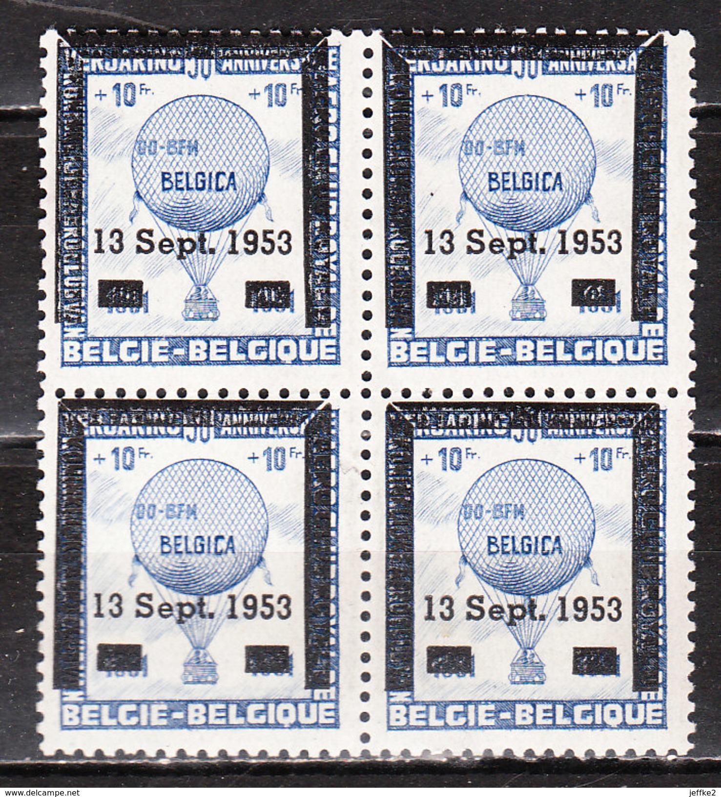 E65**  Ballon Belgica Surchargé - BLOC DE 4 - MNH** - LOOK!!!! - Erinnofilia [E]