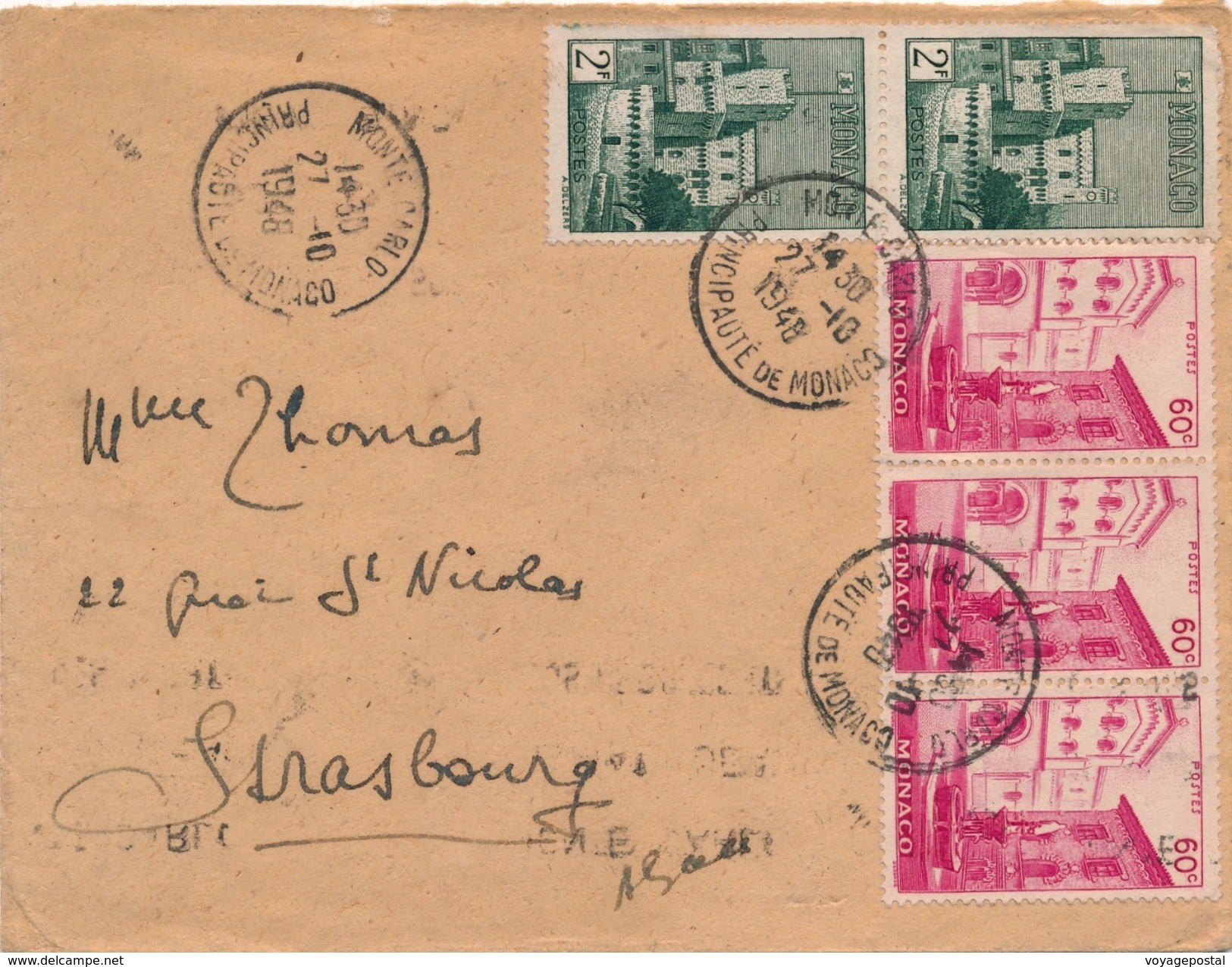 Lettre Monaco Monte Carlo Bloc De 15 Au Dos - Storia Postale