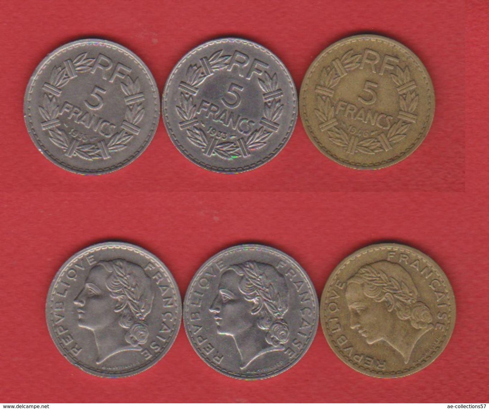 Lot De 5 Francs : 1933 - 1935 - 1946 - Autres & Non Classés