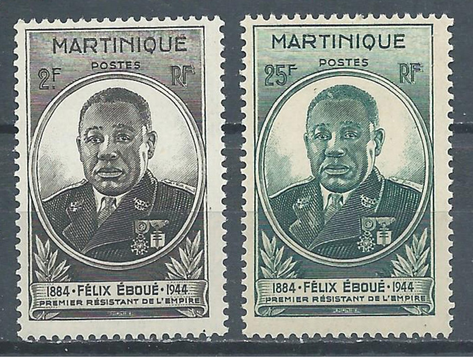Martinique YT N°218/219 Gouverneur-général Félix Eboué Neuf ** - Neufs