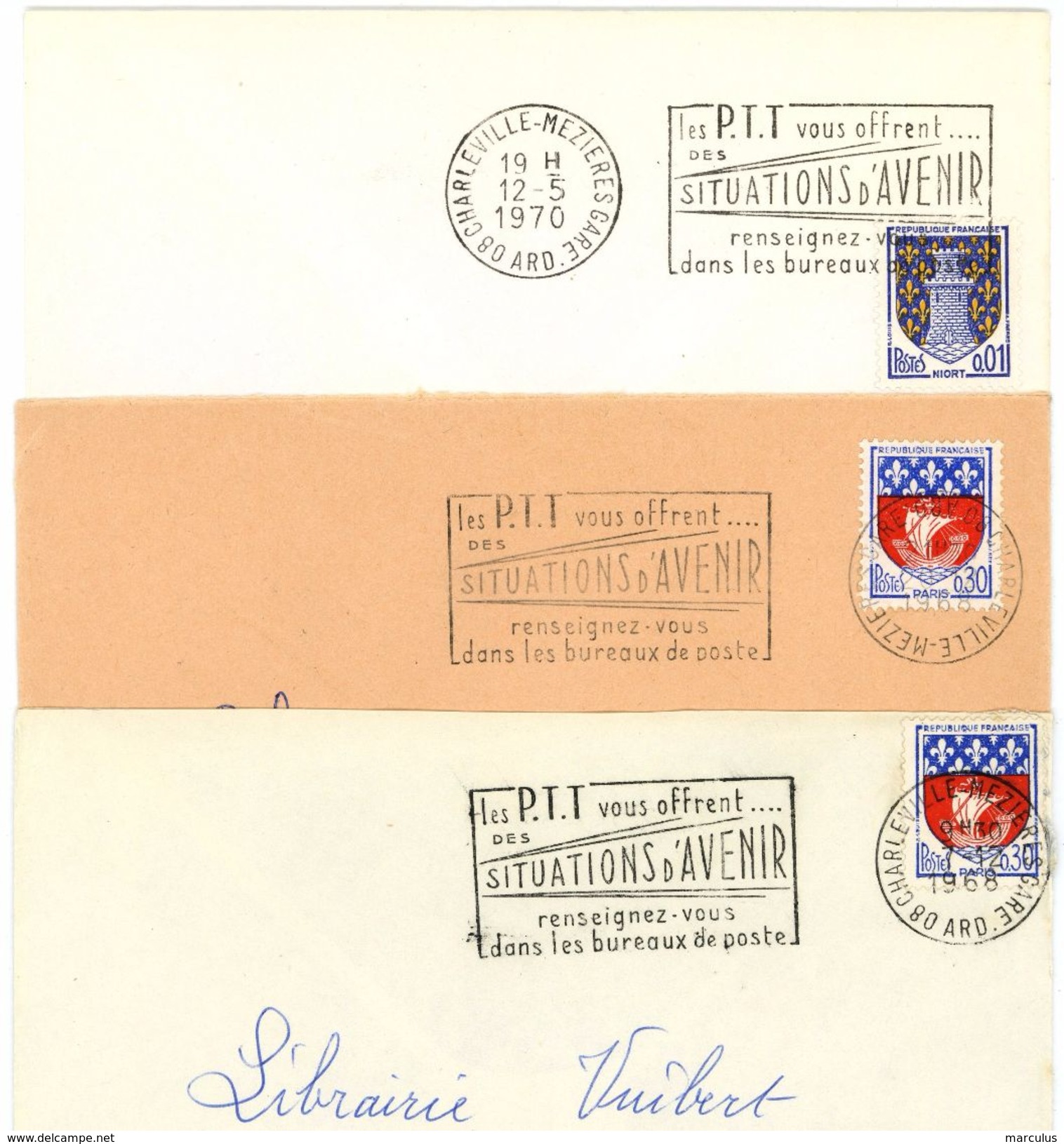 08 CHARLEVILLE-MEZIERES GARE  ARDENNES 1968 Et 1970 LES P.T.T. VOUS OFFRENT... - Mechanical Postmarks (Advertisement)