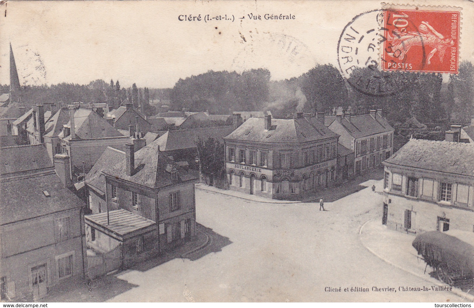 CPA 37 @ CLERE @ Vue Générale En 1912 - Boulangerie - Editeur Chevrier Château La Vallière - Cléré-les-Pins