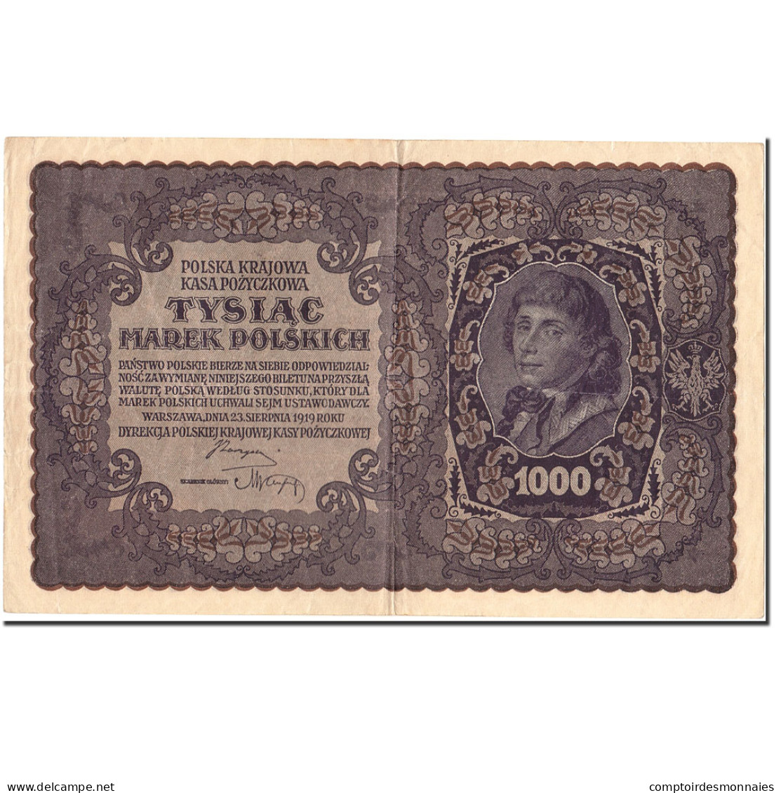 Billet, Pologne, 1000 Marek, 1919, 1919-08-23, KM:29, TTB+ - Pologne