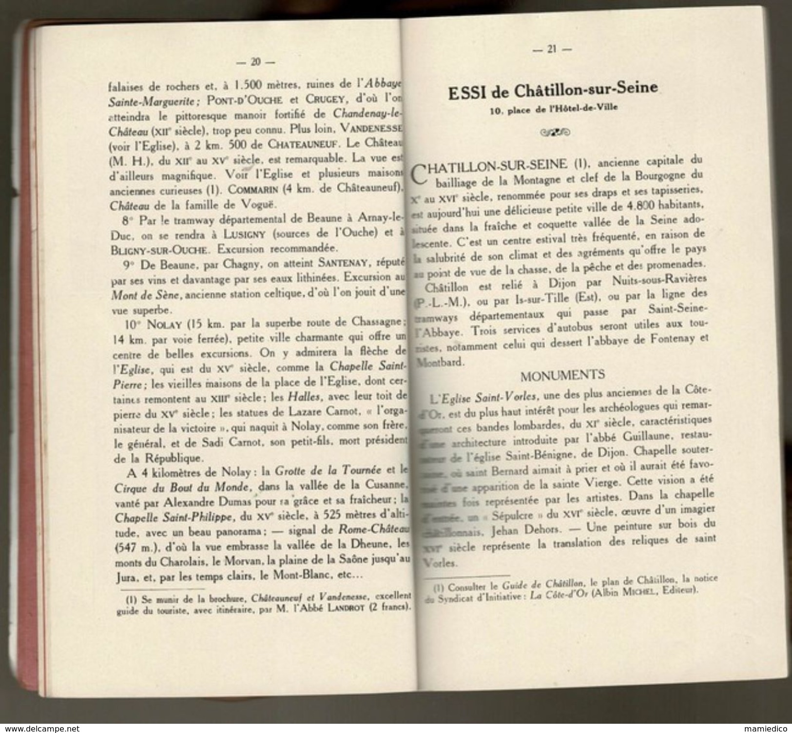 1929 Bourgogne, Morvan, Plateau De Langres Edité Par La Fédération Des Syndicats D'Initiative: Les ESSI - Bourgogne
