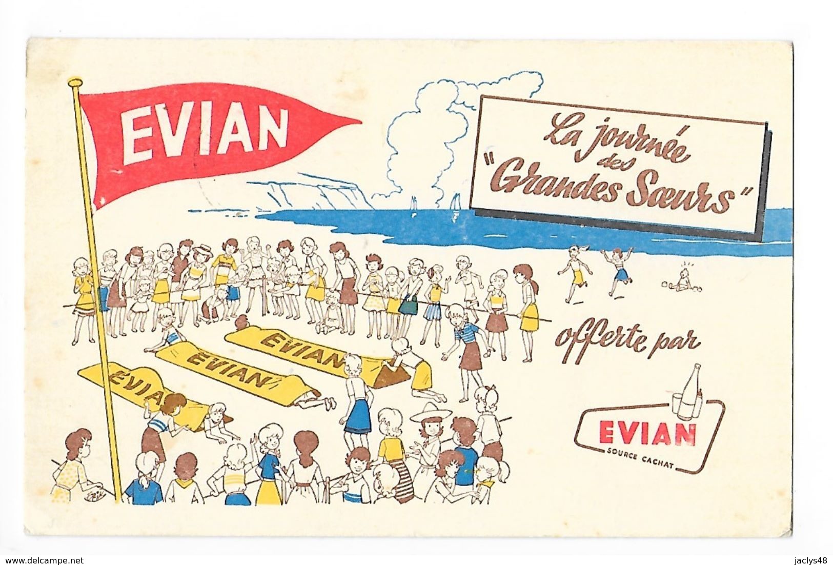 La Journée Des  " Grandes Soeurs " Carte Offerte Par EVIAN Source Cachat, Jeux De Plage à St Gilles Sur Vie -   - L 1 - Reclame