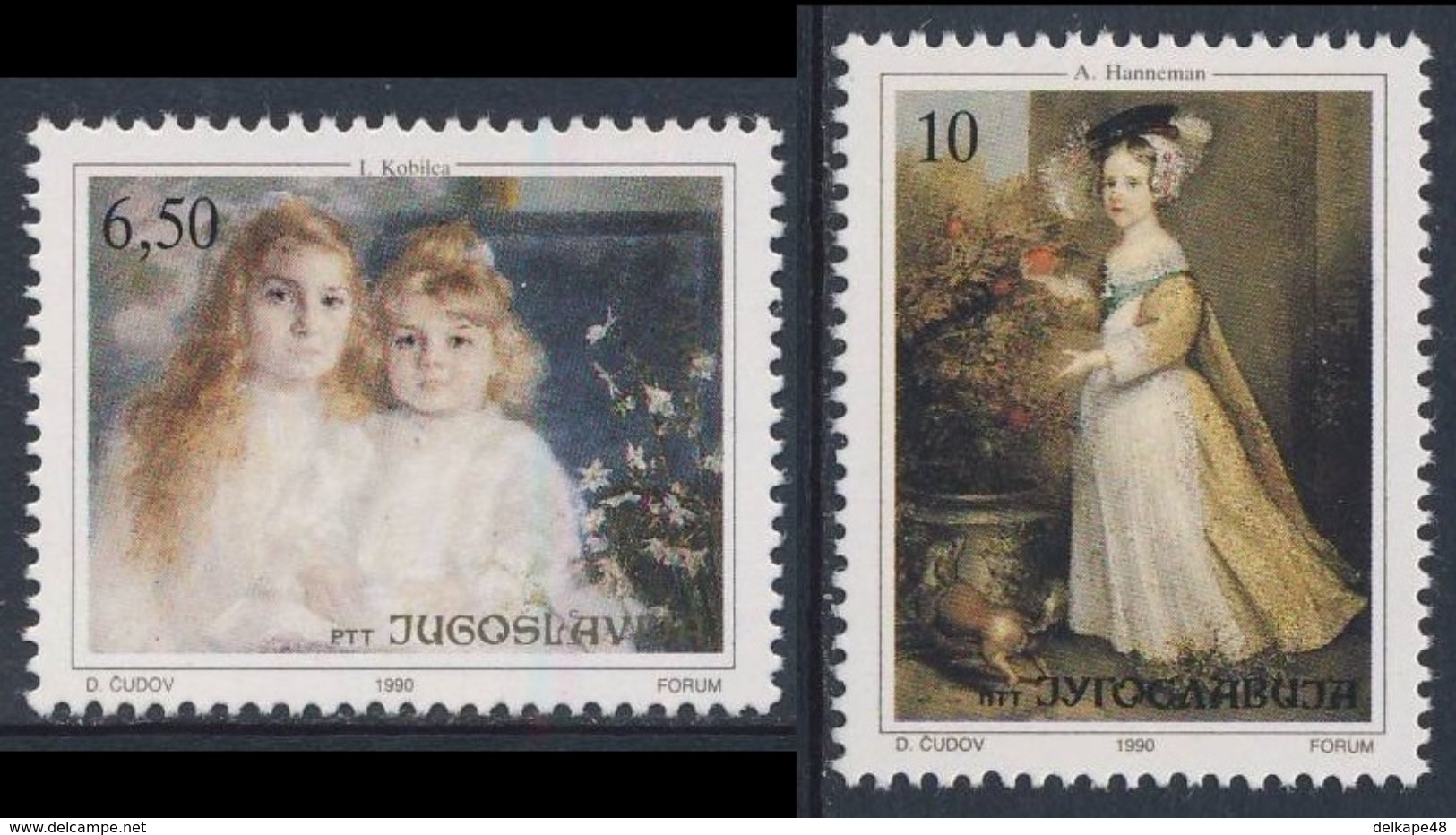 Jugoslavija Yugoslavia 1990 Mi 2440 /1 YT 2310 /1 ** "Little Sisters" + "Willem Of Orange" - Paintings / Gemälde - Unused Stamps