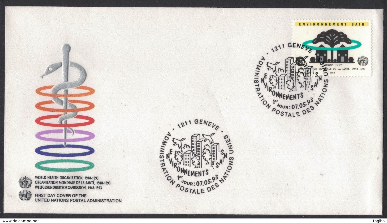 AU27    Nations Unies 1993 FDC - WHO OMS - Environnement Sains - WHO