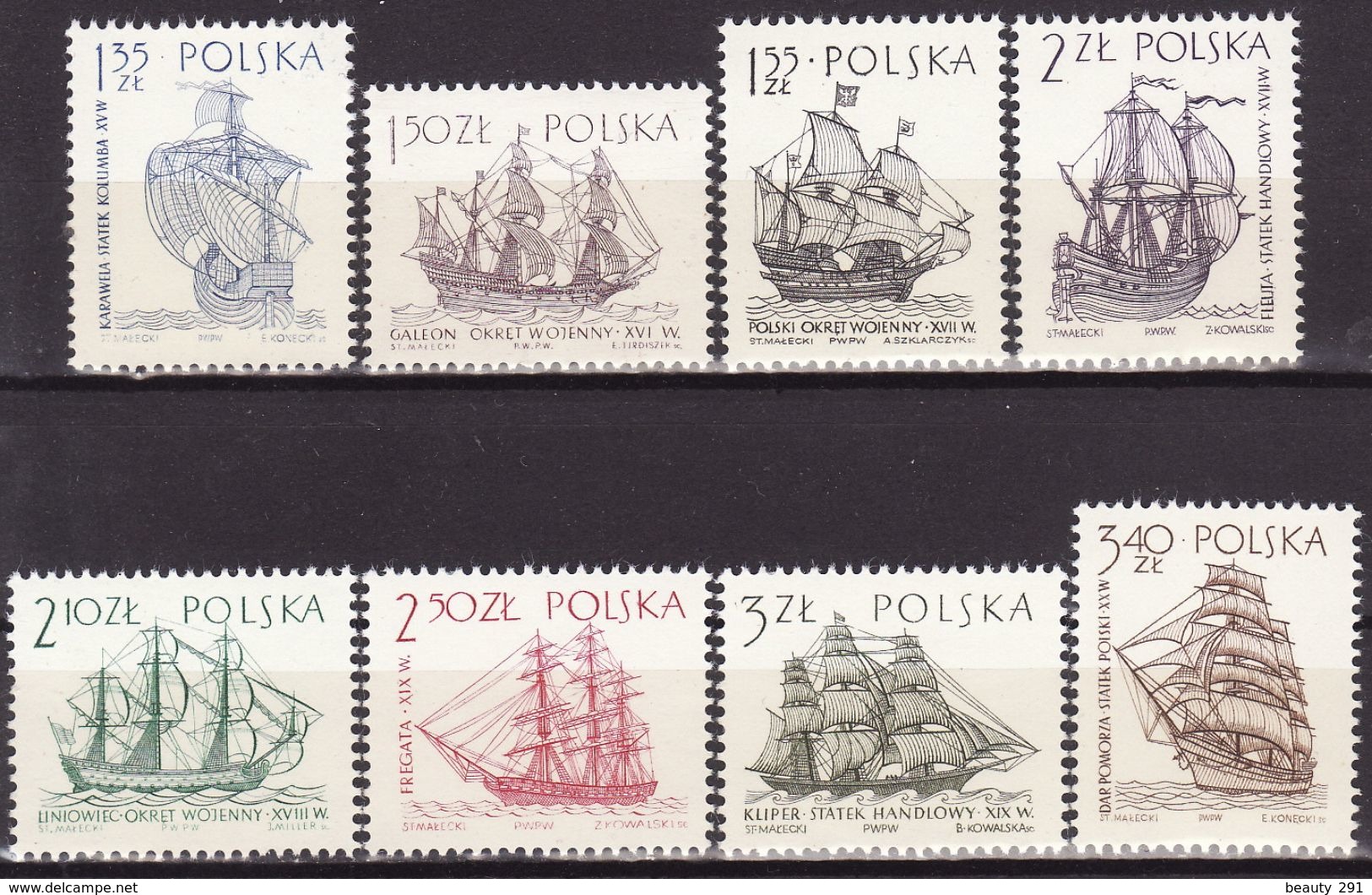 Poland 1964 Mi 1465-1472 Sailing Ships MNH** - Ships