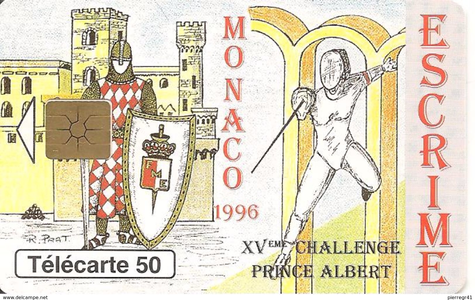 CARTE°-PUBLIC-MONACO-50U-MF40-GEM B-05/96-ESCRIME-UTILISE-TBE - Monace