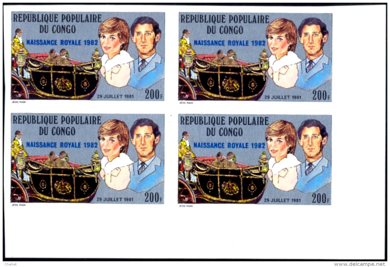 ROYAL COACH-PRINCESS DIANA &amp; PRINCE -IMPERF BLOCK OF 4 #2-MNH-H1-514 - Sonstige (Land)