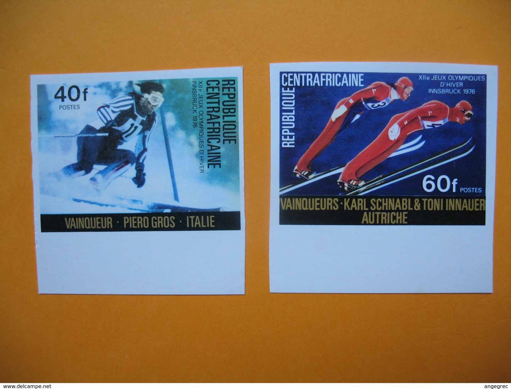 Timbre Non Dentelé  N° 262 Et 263  Vainqueurs Aux J.O. D'hiver à Innsbruck  1976 - Centrafricaine (République)