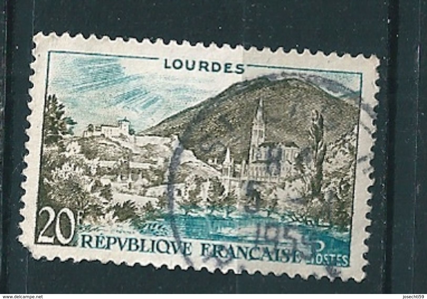 N° 1150   LOURDES   Timbre   France 1958 Oblitéré  ( Offert Manque Une Dent) - Usados